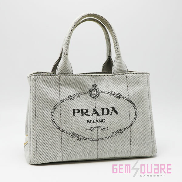 【1BG439】PRADA プラダ カナパトート 2wayハンドバック ビアンコ ジーンズ 美品【一六銀行下位区分】 2way・3wayバッグ-バッグ-レディースバッグ