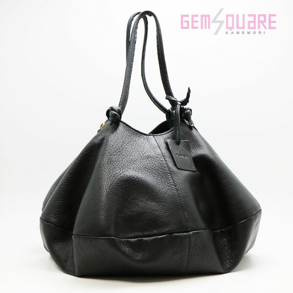 【P2514】POMTATA ポンタタ ENVAN TOTE L 御徒面子 黒 子ウシ 合切袋付 日本製 中古【一六銀行下位区分】