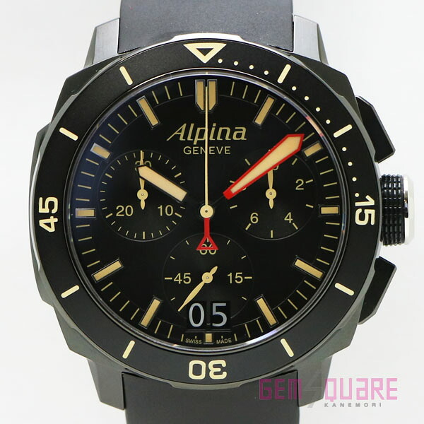 【AL-372LBBG4FBV6】Alpina アルピナ シーストロング クォーツ 腕時計 黒 デイト 未使用品【質屋出店】|ジェムスクェアカネモリ