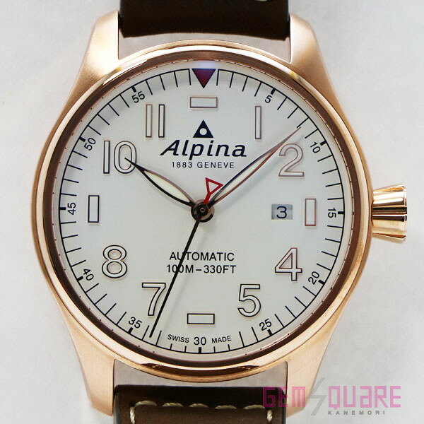 【AL-525S4S4】Alpina アルピナ スタータイマー パイロットウォッチ オートマ 腕時計 白 デイデイト 未使用品【質屋出店】|ジェムスクェアカネモリ