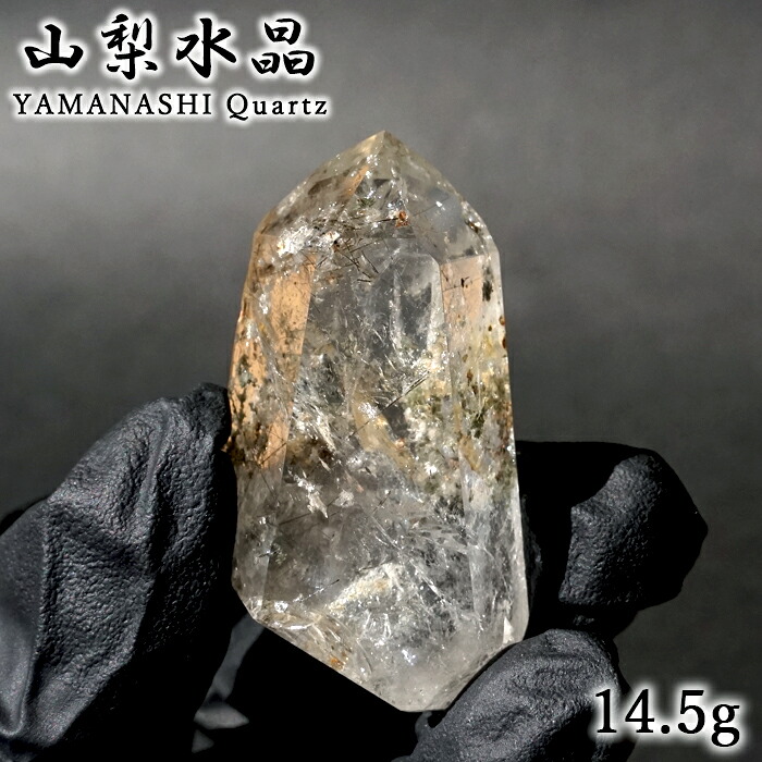 山梨水晶 原石 ガーデンルチル入り 竹森産 【 一点もの 】 Yamanashi Quartz 山梨県 国産水晶 内包物 ポイント 結晶 標本 鉱物 お守り 浄化 天然石 パワーストーン｜天然石工房　翡翠