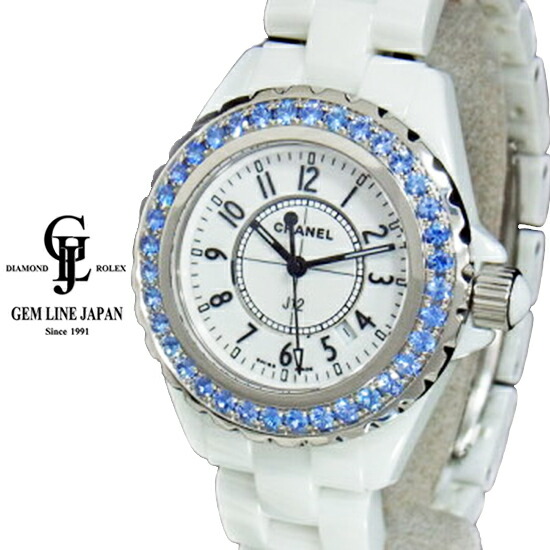 大人気新作 レディース腕時計 中古 美品 腕時計 レディース 白セラミック ブルーサファイアベゼル H1179 J12 シャネル Www Homebyasa Nl