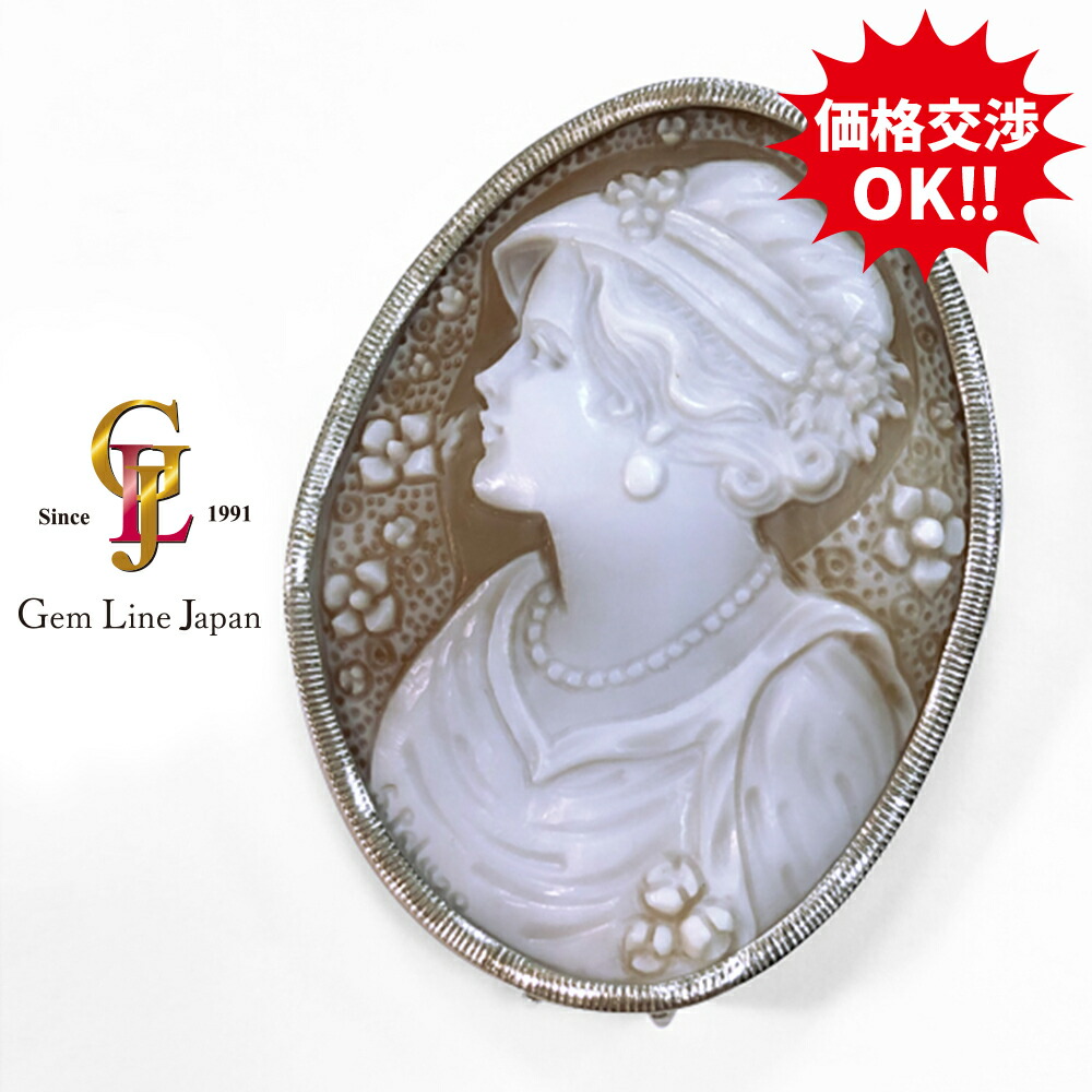 楽天市場】青メノウ カメオ ブローチペンダント K18YG Pt900