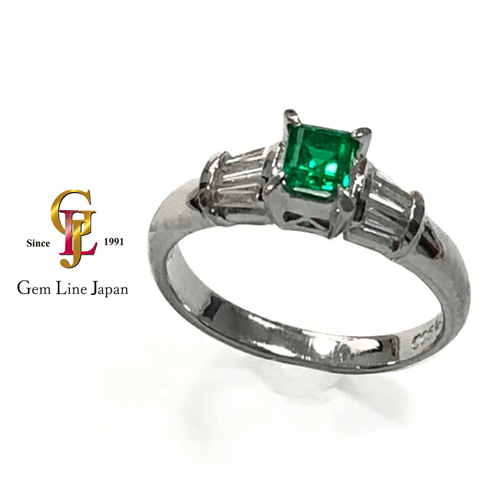 鮮やか濃厚エメラルド0.24ct ダイヤ0.16ct Pt900リング【中古】 48,180円