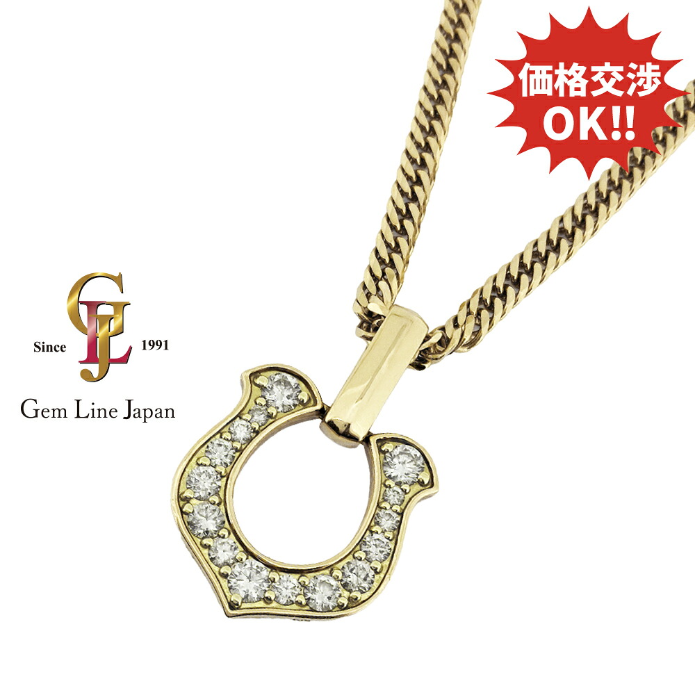 16.67g K18 ダイヤモンド0.64ct 馬蹄 モチーフ メンズ プチネックレス