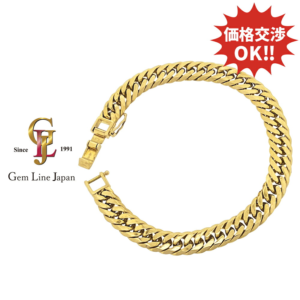 【中古】31.25g K18 6面ダブル 喜平 ブレスレット 19cm｜宝石流通ジェムラインジャパン