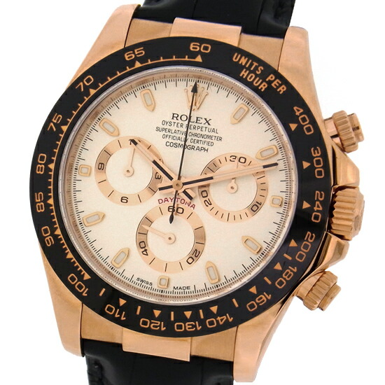楽天市場 ロレックス コスモグラフ デイトナ ln アイボリー文字盤 G番 ルーレット刻印あり エバーローズゴールド製 ブラックレザー ブラックセラクロムベゼル 金無垢 自動巻メンズ腕時計 中古 宝石流通ジェムラインジャパン