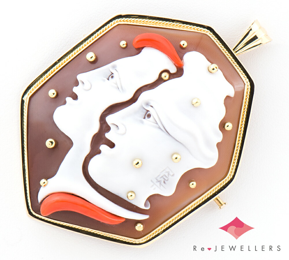 美品☆750(K18 YG)巨匠カルロパルラーティ☆カメオブローチ兼トップ 美品☆750(K18 YG)巨匠カルロパルラーティ☆カメオブローチ兼