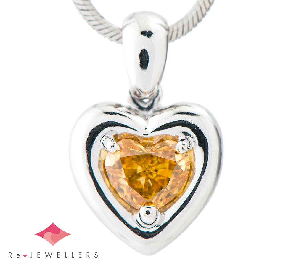 FANCY VIVID YELLOW ORANGE ダイヤモンド0.247ct プラチナ900 ペンダント・ネックレス【中古】（2200000467928）