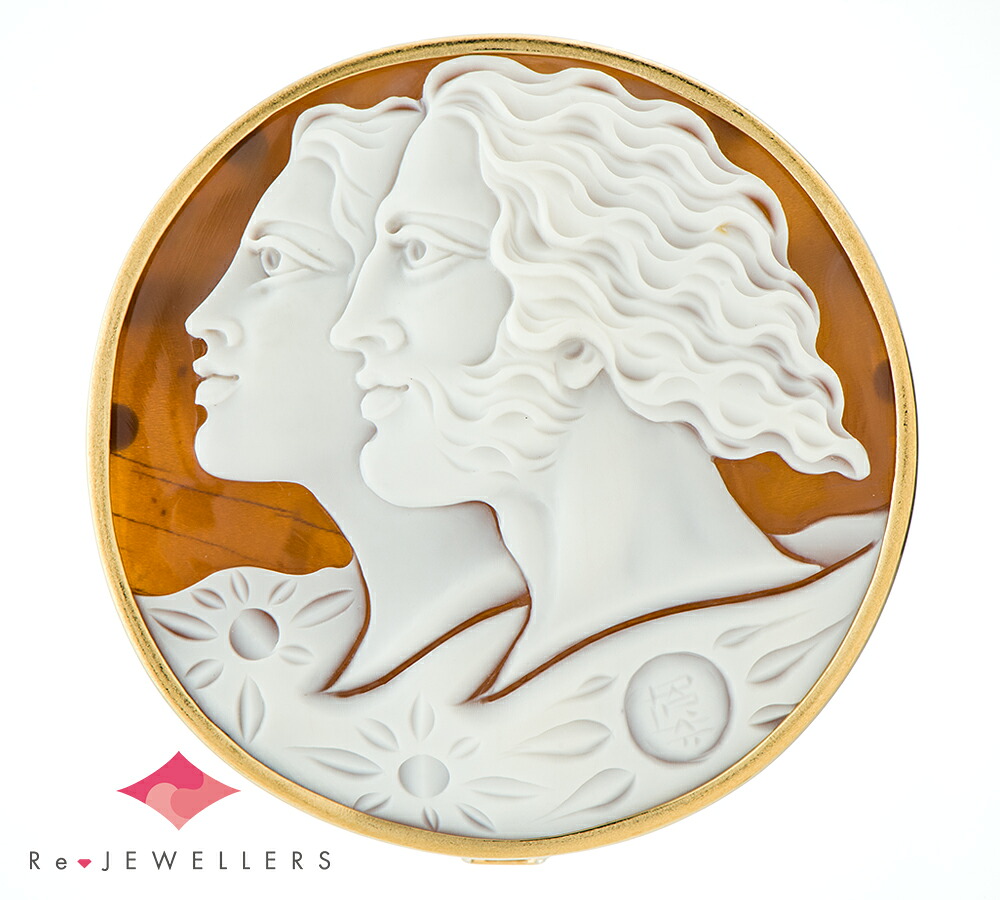 カルロ・パルラーティ カメオ シェル 18金イエローゴールド ブローチ兼ペンダントトップ【中古】（2200000473059）