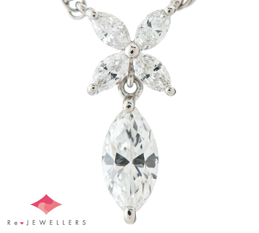 SUWA マーキスシェイプ ダイヤモンド0.68ct ダイヤモンド プラチナ950 ペンダント・ネックレス【中古】(2200000474124)|福岡宝石市場