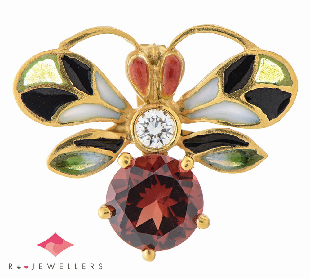 マリエラ 蜂モチーフ ガーネット ダイヤモンド 18金イエローゴールド ペンダントトップ【中古】（2200000484420）
