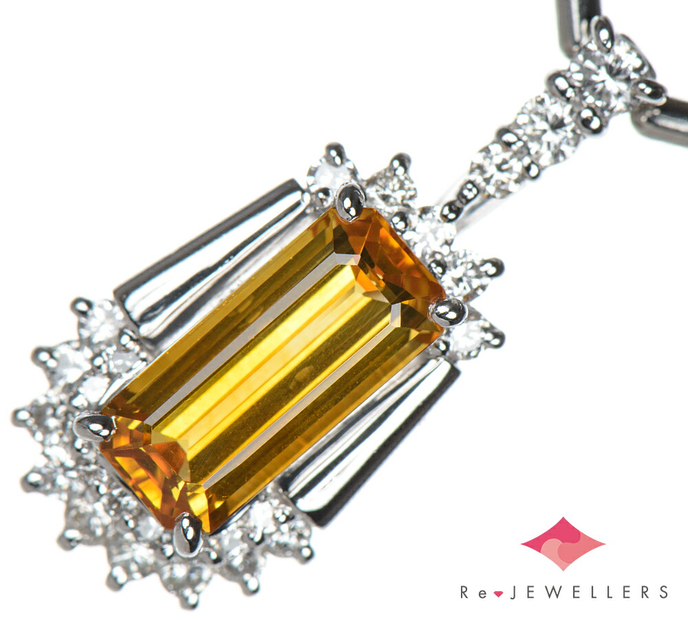 イエローサファイア2.08ct ダイヤモンド 計0.45ct プラチナ900/850 ペンダント・ネックレス【中古】（2200000485229）