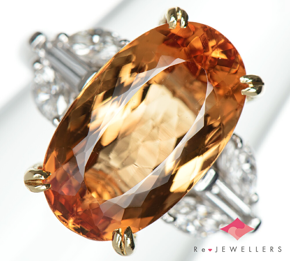 インペリアルトパーズ6.33ct ダイヤモンド 計0.51ct プラチナ900 11.0号 リング・指輪【中古】（2200000487896） 225,000円