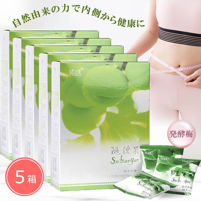 正規販売店 随便果 10g×15個 5箱セット ずいびんか 発酵梅 天然発酵食品 100％天然果実 健康維持 青梅 防腐剤不使用 添加物不使用 天然植物成分配合 日本QA認証 アメリカFDA認証