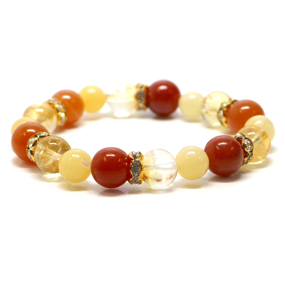 白瑪瑙龍神天珠＆ピンクオレンジアベンチュリンのブレスレット ◇白瑪瑙龍神天珠＆ピンクオレンジアベンチュリンのブレスレット