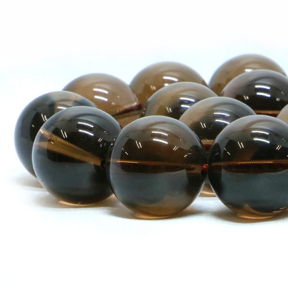 ○1連販売○スモーキークォーツ【丸玉】18mm【天然石 ビーズ パワーストーン】
