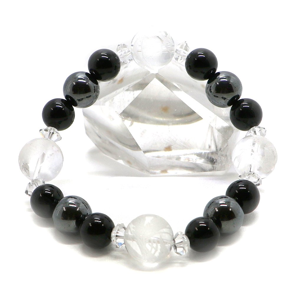 風水四神 水晶 素彫り ブレスレット【天然石ブレス・パワーストーン・Bracelet】