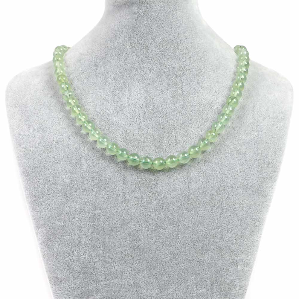 シンプルストーンネックレスプレナイト【丸玉】8mm【天然石ビーズパワーストーン】