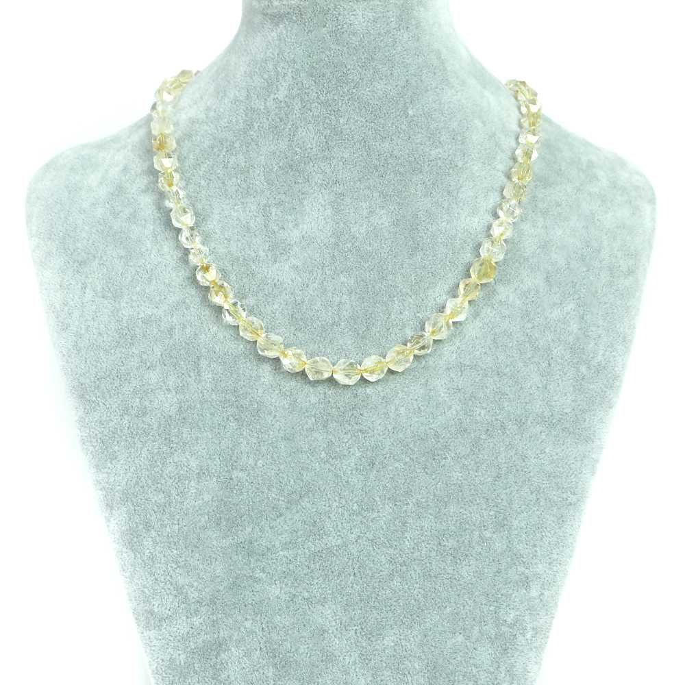 シンプルストーンネックレス シトリン【ダイヤカット】8mm【天然石 ビーズ パワーストーン】