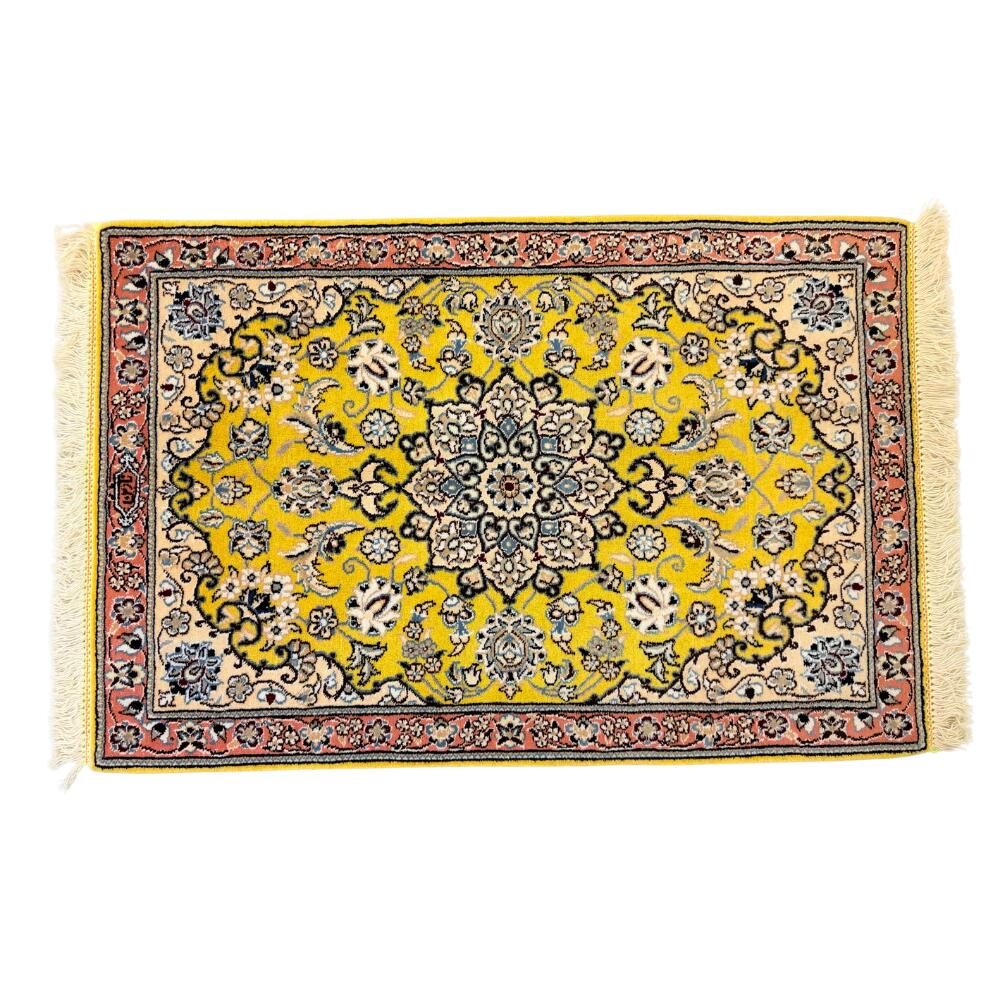 【国内定め事インポート元直送品イラン引っ敷き】品番43190 野球クラブ9L 羊毛 黄色 91×61 細工所ナリン