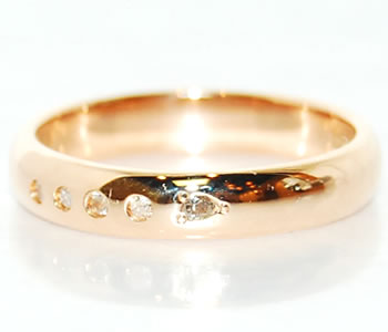 ペアシェイプ&ラウンドカット ダイヤモンド 0.15ct K18PG シンプル デザイン リング 指輪 【店頭受取対応商品】