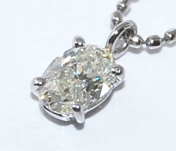 オーバルカット ダイヤモンド-SI-2/Jカラー/0.360ct シンプル Pt ペンダントネックレス 【店頭受取対応商品】