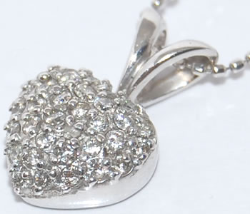 ダイヤモンド-0.30ct ハート パヴェデザイン K18WG ペンダントネックレス 【店頭受取対応商品】|ジェムパレス