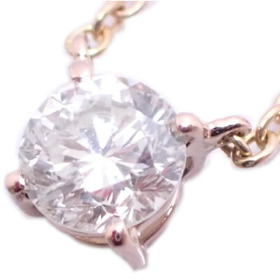 ダイヤモンド-0.25ct シンプル K18PG 両釣り ペンダント ネックレス 【店頭受取対応商品】