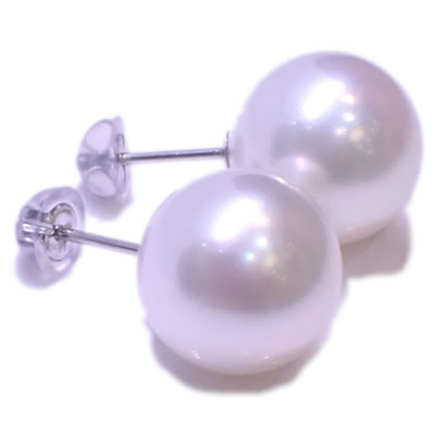 良質 南洋白蝶真珠 約12-12.5mm セミラウンド シンプルデザイン Pt オリジナル スタッドピアス 【店頭受取対応商品】|ジェムパレス