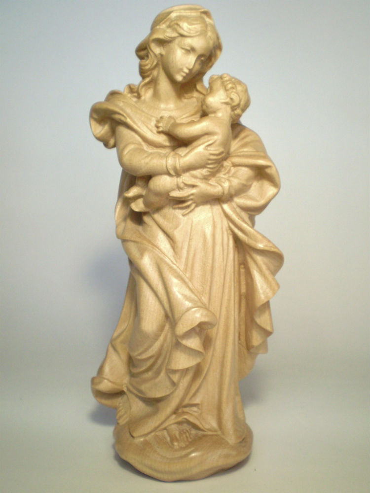 【楽天市場】《レーピ》欧州教会使用創業100年 木彫りブランド木彫り 聖母マリア像「ザルツブルク」聖母子像 ニス仕上げ 高さ 20cm 保証書