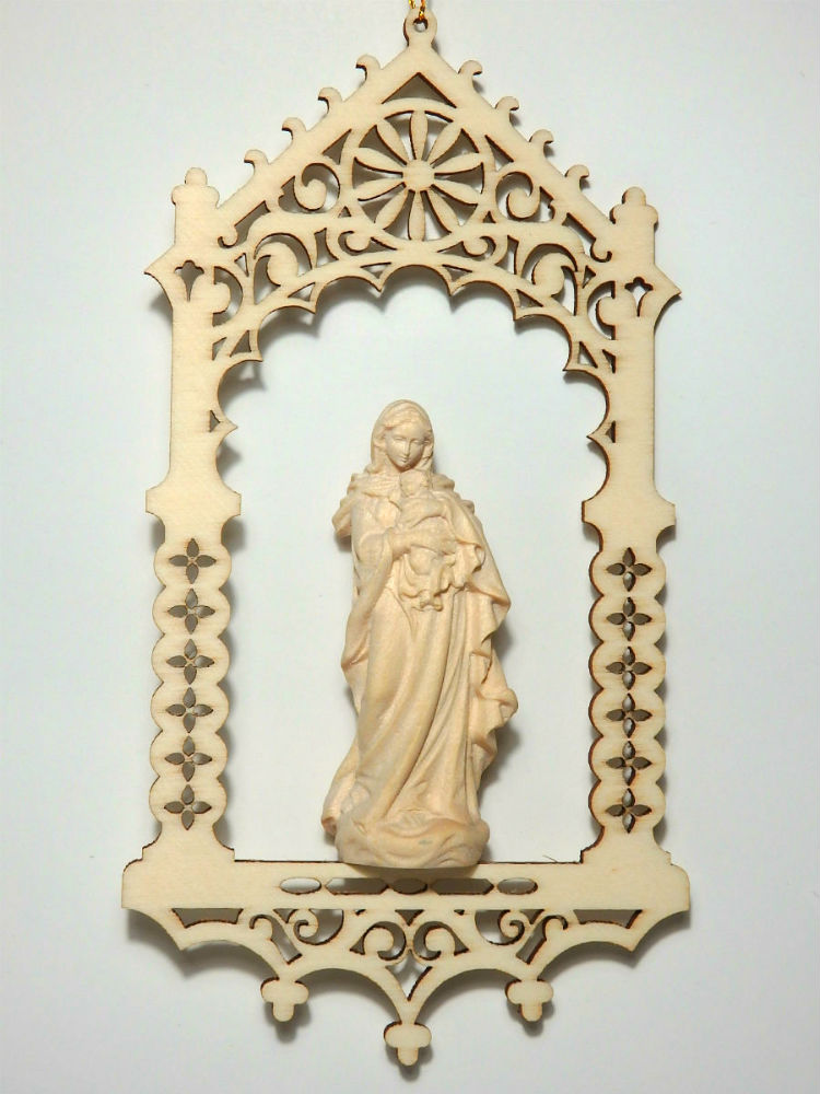 ルネサンス マリア像 つり飾り 白木 イタリア製 - 置物