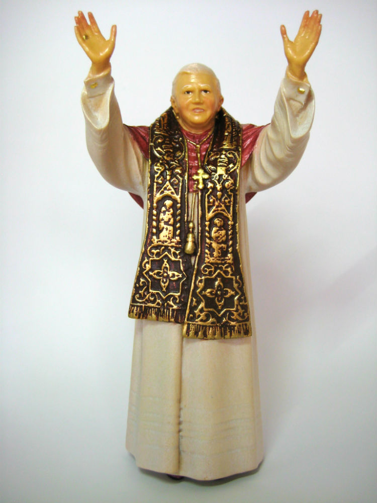 《レーピ》欧州教会使用創業100年木彫りブランド木彫り 聖人 ローマ教皇「ベネディクト16世」カラー仕上げ（手彩色）高さ 30 cm　保証書付【イタリア】｜ジェムズジャパン
