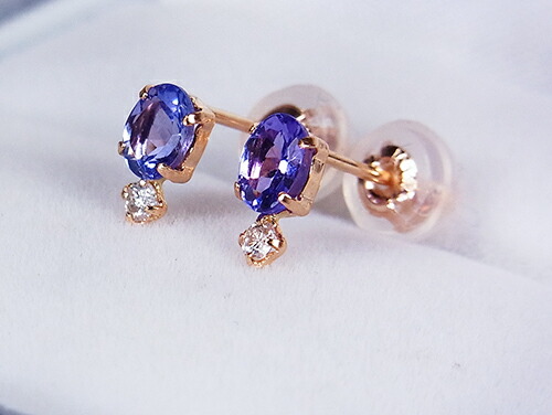 キラリ☆ダイヤひとしずく♪!K18PGタンザナイト0.40ct(D0.04ct)ピアス!