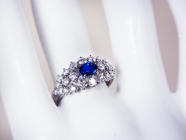 極上ネオンの最強ヴィヴィッドブルー!超希少な大粒0.28カラット!Ptアウイナイト0.28ct(D0.87ct)リング!
