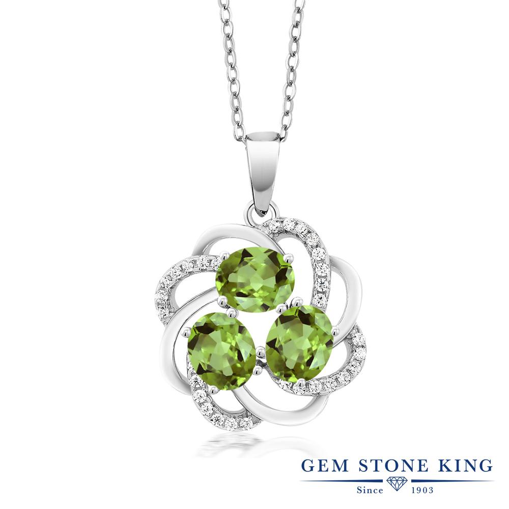 ブランド Gem Stone King ジェムストーンキング 商品名 1 85カラット 天然石 ペリドット ネックレス ペンダント レディース シルバー925 ジェムストーン 0 5カラット 天然 グリーン ペリドット 6mm X 4mm オーバル カット 0 01カラット ホワイト