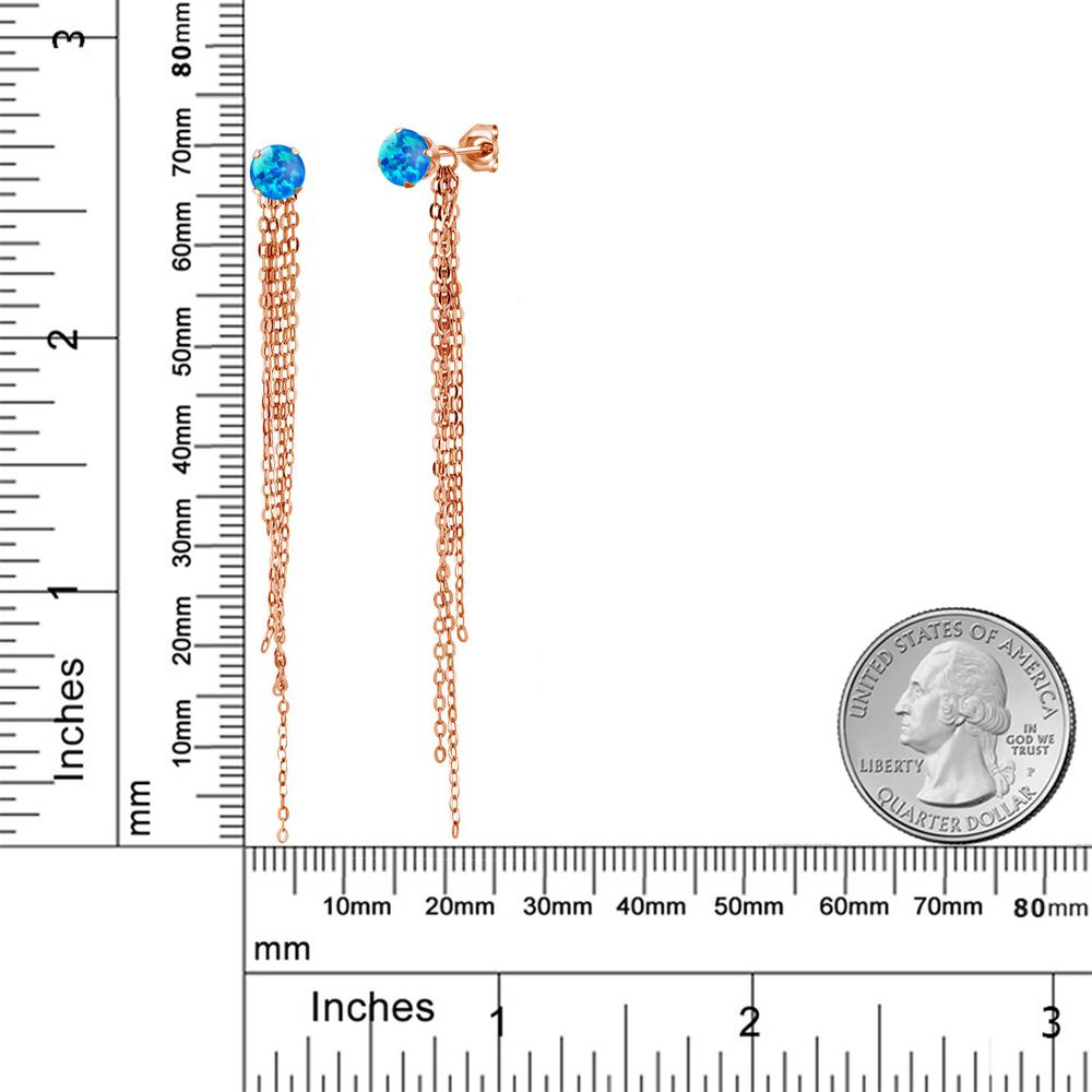 正規店仕入れの 楽天市場 1カラット シミュレイテッド ブルーオパール ピアス レディース ピンクゴールド 加工 シルバー925 ブランド おしゃれ チェーン 一粒 青 小粒 かっこいい ロング 長め 2way スタッド セカンドピアス 10月 誕生石 金属アレルギー対応 母の日