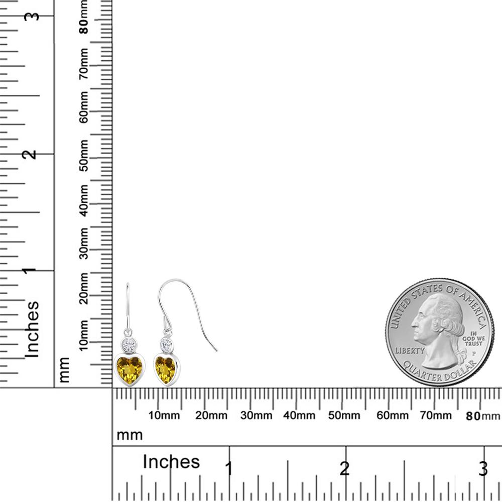 人気ブランド 楽天市場 1 5カラット 天然 シトリン ピアス レディース モアサナイト Charles Colvard シルバー925 ブランド おしゃれ ベゼル ハート 黄色 かわいい ぶら下がり フレンチワイヤー 天然石 11月 誕生石 金属アレルギー対応 母の日 Gem Stone King