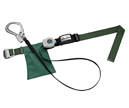 胴ベルト型墜落制止用器具 ST#5652-S-50A2-G グリーン 巻取タイプ ロープ袋付き タニザワ 谷沢製作所