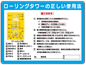 【楽天市場】イラスト標識：ローリングタワーの正しい使用法WE12 【まんが標識/看板/表示/プレート/マーク/サイン】：現場の安全 標識・保安用品