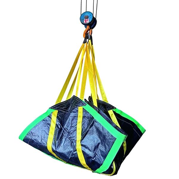 コンドーテック イージーモッコ EM02 2.0m×2.0m PP製軽量強力シートモッコ スリングモッコ ベルト黄色 吊具 運搬