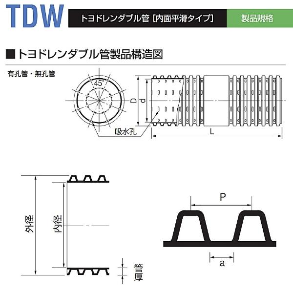 市場 トヨドレンダブル管 TDW-50 有孔管