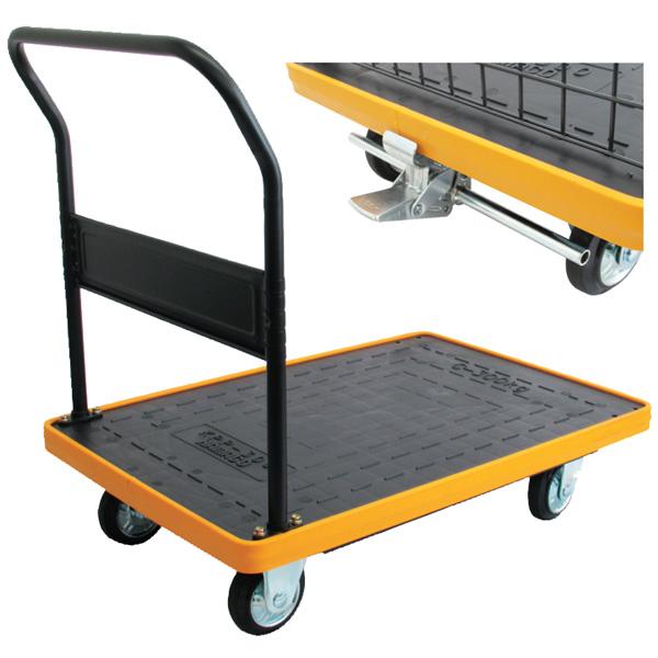ハマコS.S 固定ハンドル樹脂台車 KPP-302YB ブレーキ付 積載荷重300kg｜現場にGO