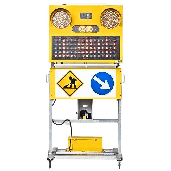 【納期確認商品】インフォメックス松本 IGSM335HS GPS信号機一体型 ソーラー式LED標示機 信号2灯 橙単色 横3文字 有線リモコン付 工事現場 災害現場