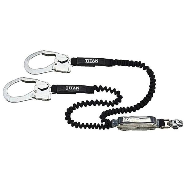 タイタン TITAN EXJ HL-EBW BP ブラック&ブラック 伸縮ストラップ式 タイプ1ランヤード 軽量フック 小型コネクタ 約50cm伸縮 ダブル