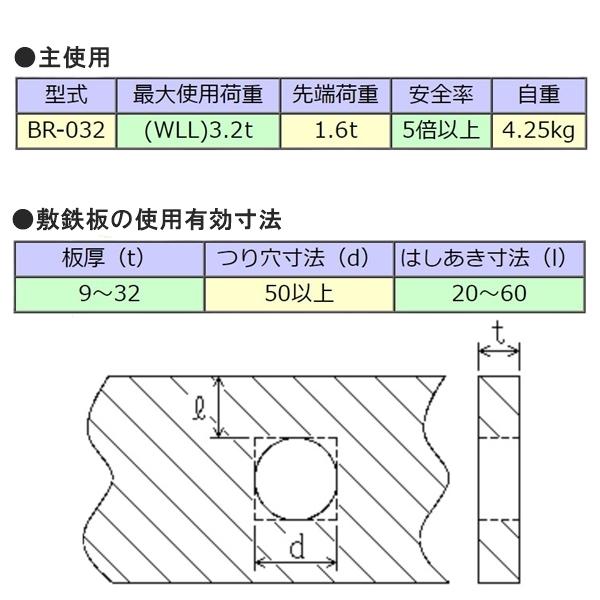 驚きの価格が実現！】 象印バールセッター BRM-032 マスターリンク付 最大使用荷重3.2t 先端荷重1.6t 敷鉄板つり具 象印チェンブロック  fucoa.cl