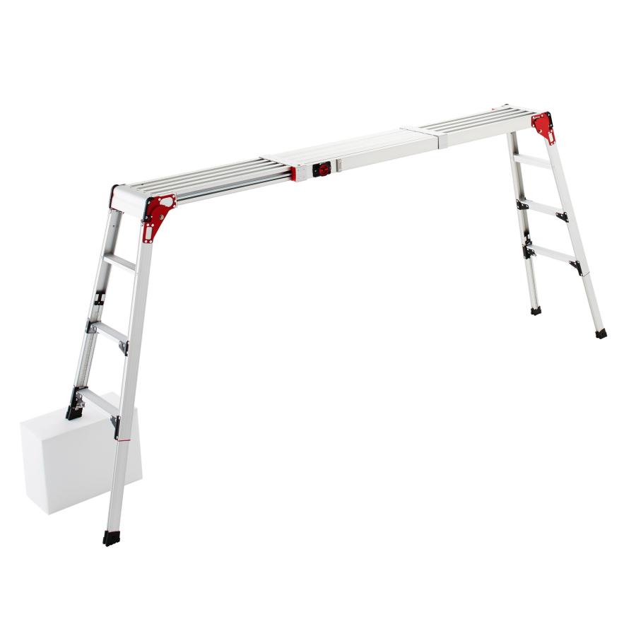 長谷川工業 天板・脚部伸縮足場台 スノコ式 DSL1.0-2712 天板高さ0.89-1.20m 天板寸法158-267x23.3cm 質量16.2kg　個人宅配送不可 ※【個人宅配送不可・代引き不可】※ ご注文時に法人名（屋号）をご指定ください。