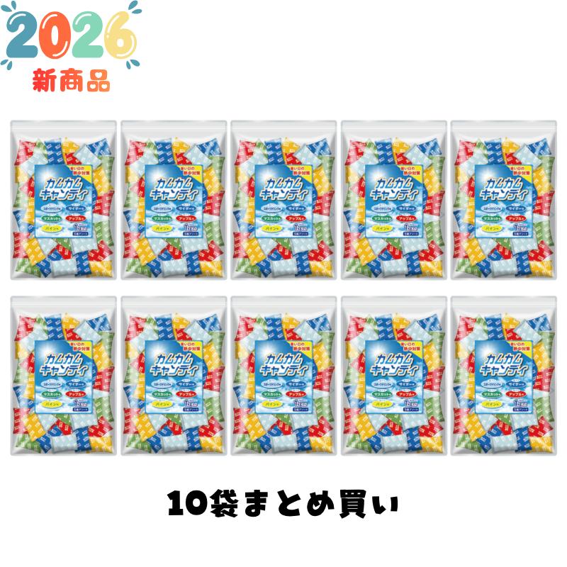 (10袋まとめ買い) 2026年新商品 カムカムキャンディ 1000gx10袋 N26-18 昭和商会 塩飴 (スポーツドリング味 サイダー味 マスカット味 アップル味 パイン味)｜現場屋本舗　店