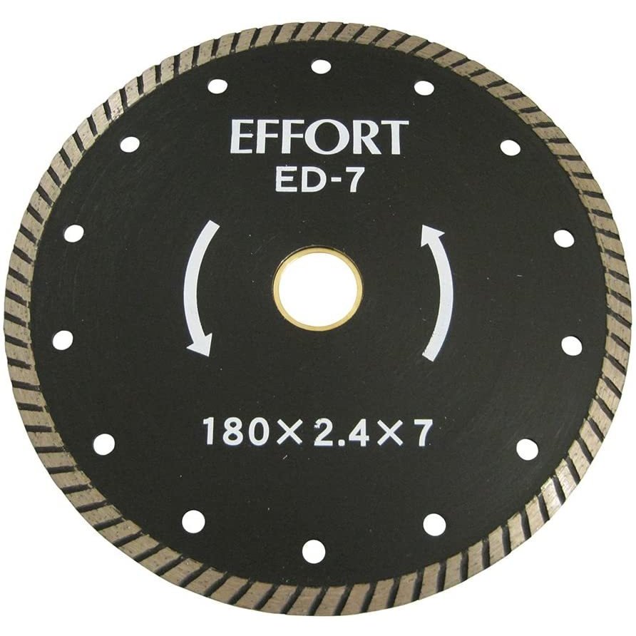 【メール便発送可】EFFORT エホート ダイヤモンドカッター ウェーブ ED-7（外径180mm x 刃厚2.4mm x チップ幅7.0mm 穴径25.4mm）※メール便をご希望の方は、ご注文手続画面の配送方法より「追跡可能メール便」をご選択ください。｜現場屋本舗　店