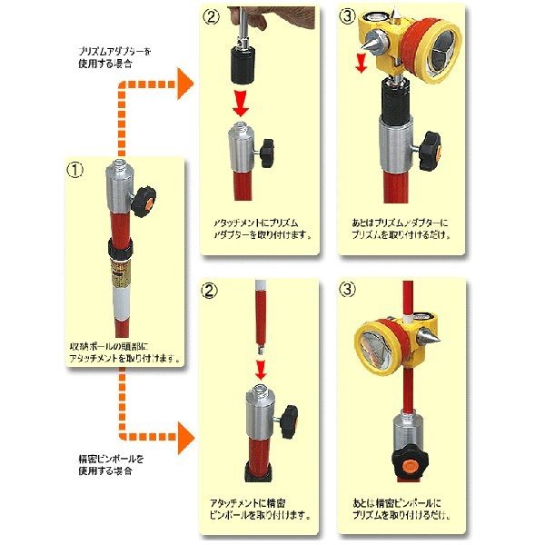 ハイビスカス 収納ポール用アタッチメント HSP-A 測量 土木 建築 地籍調査 プリズムポール 販売実績No.1